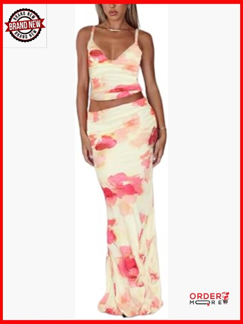 Floral Halter Maxi Skirt Set Sleeveless Going Out Outfits